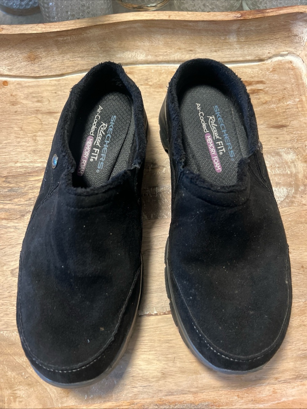 Skechers Black Slip-On Suede Memory Foam Comfort Shoes
